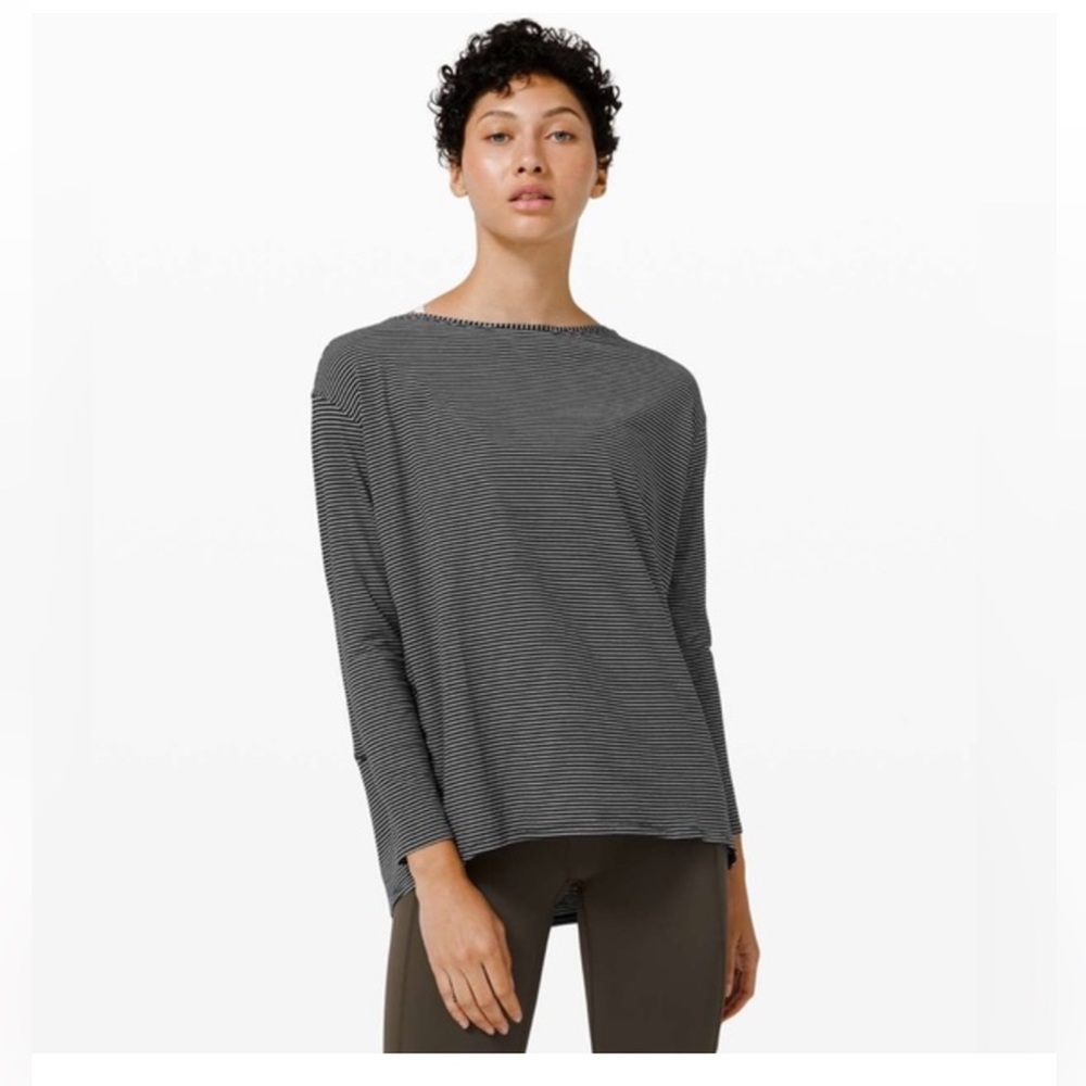 lululemon athletica Black Striped Long Sleeve Top